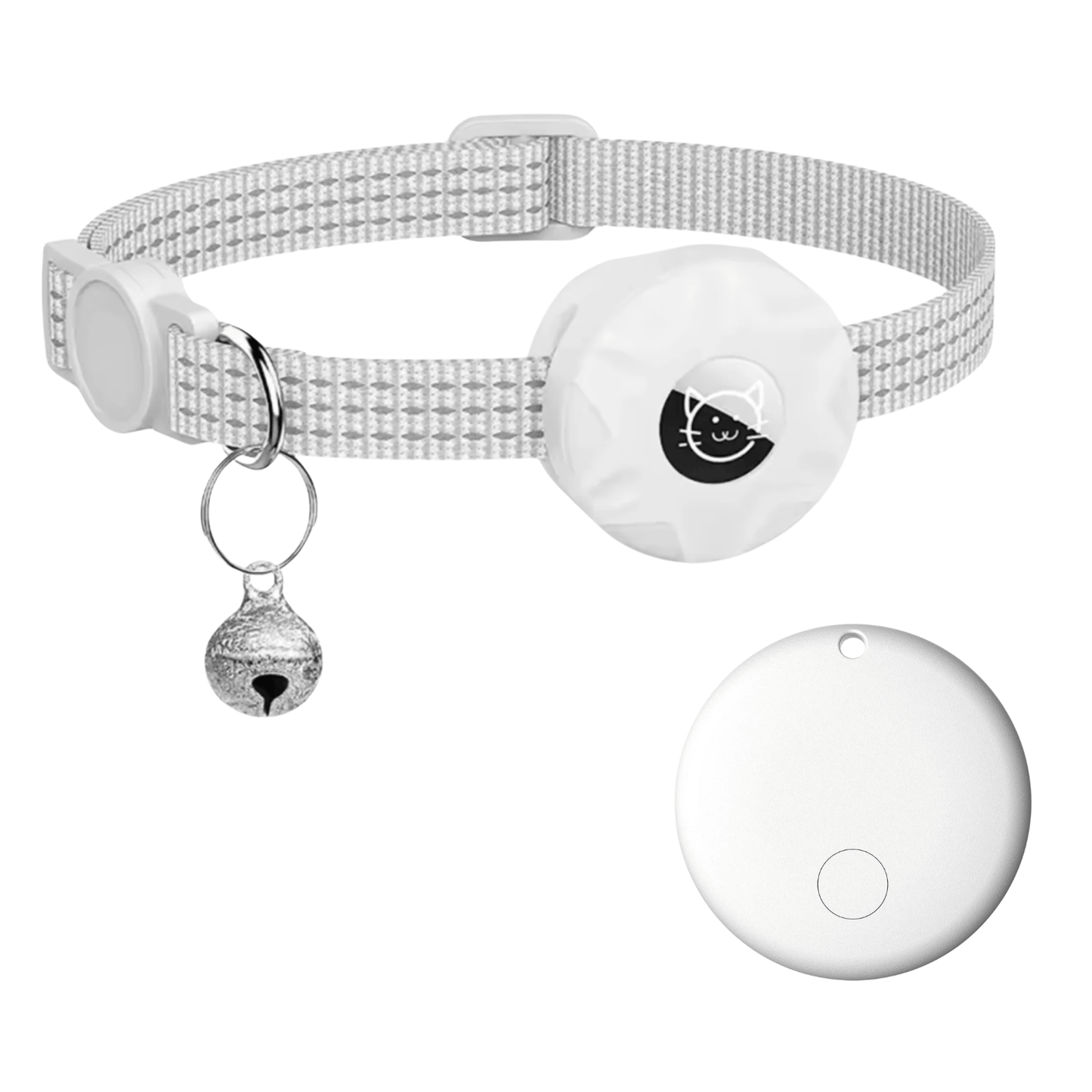 PawFind Katzenhalsband Farbe Schwarz mit weißem Tracker